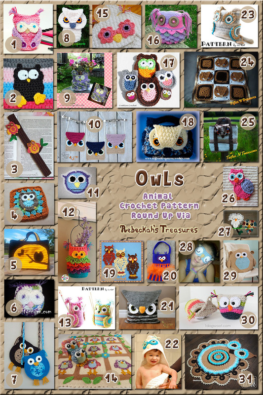 Owl Accessories & Home Decor - Animal Crochet Pattern Round Up via @beckastreasures
