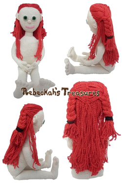 Crochet Amigurumi Dolly by Rebeckah's Treasures ~ Hair Style: 2 Princess Braids