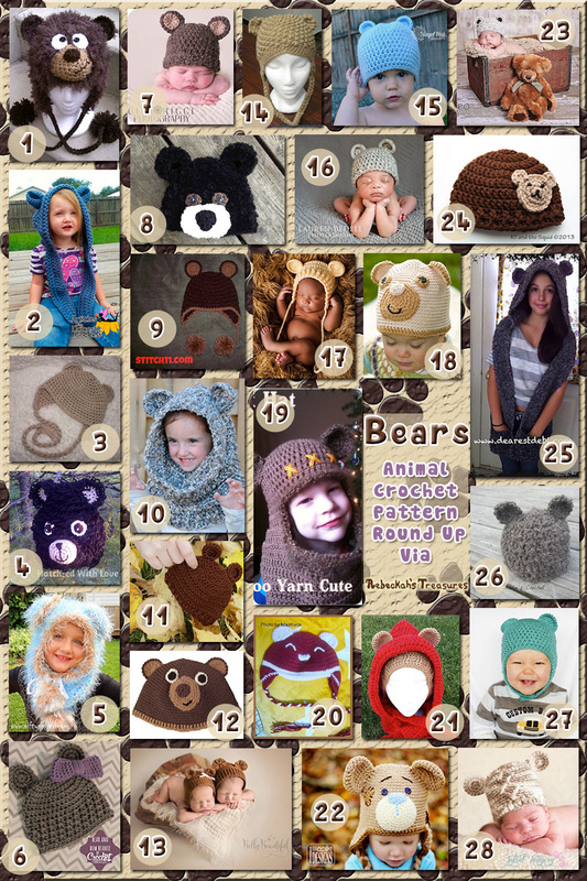 Bears Part 3 - Hats | Animal Crochet Pattern Round Up via @beckastreasures