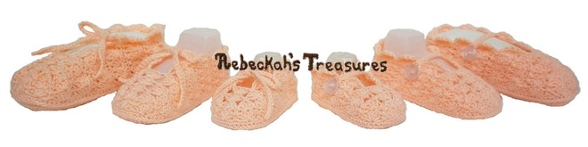 Free Crochet Shell Baby Slippers Pattern by Rebeckah's Treasures - 3 Sizes - 2 Fastener Options