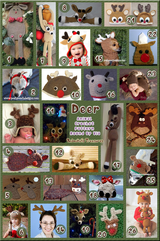 Deer Part 2 (accessories) - Animal Crochet Pattern Round Up via @beckastreasures
