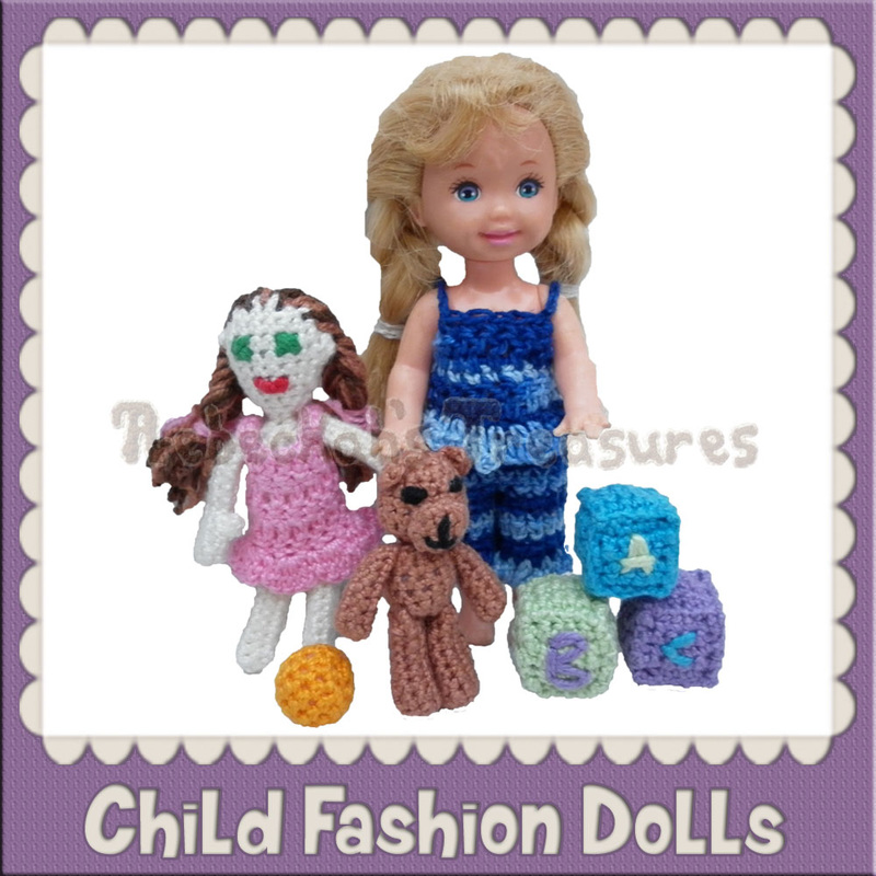 4 ½ & 5 ½ inch Child Fashion Doll Crochet Patterns by @beckastreasures