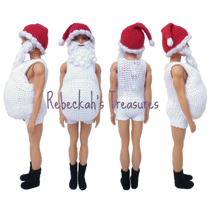 Crochet Santa Ken Claus Body Suit by Rebeckah's Treasures