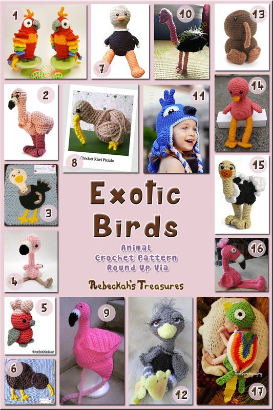 Exotic Birds - Animal Crochet Pattern Round Up via @beckastreasures