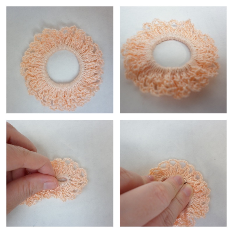 Commissioned Peach Crochet Little Girl Scrunchies