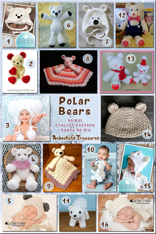 16 Beautiful Polar Bear Toys, Loveys & Hats – via @beckastreasures with @crochetbyjen @LittleMCrochet & @OombawkaDesign | 5 Bear Animal Crochet Pattern Round Ups!