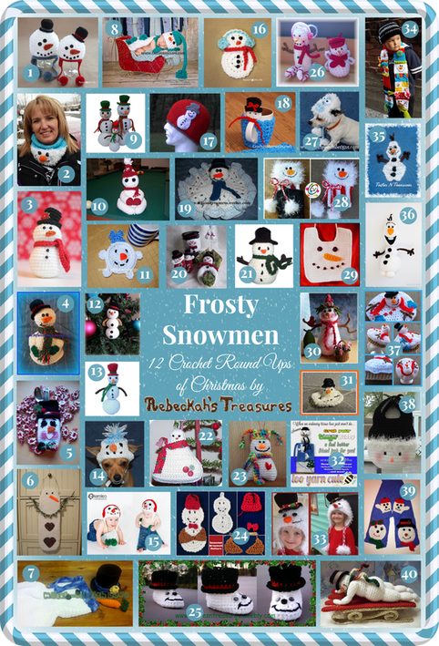 Frosty Snowmen - 12 Crochet Round Ups of Christmas via @beckastreasures
