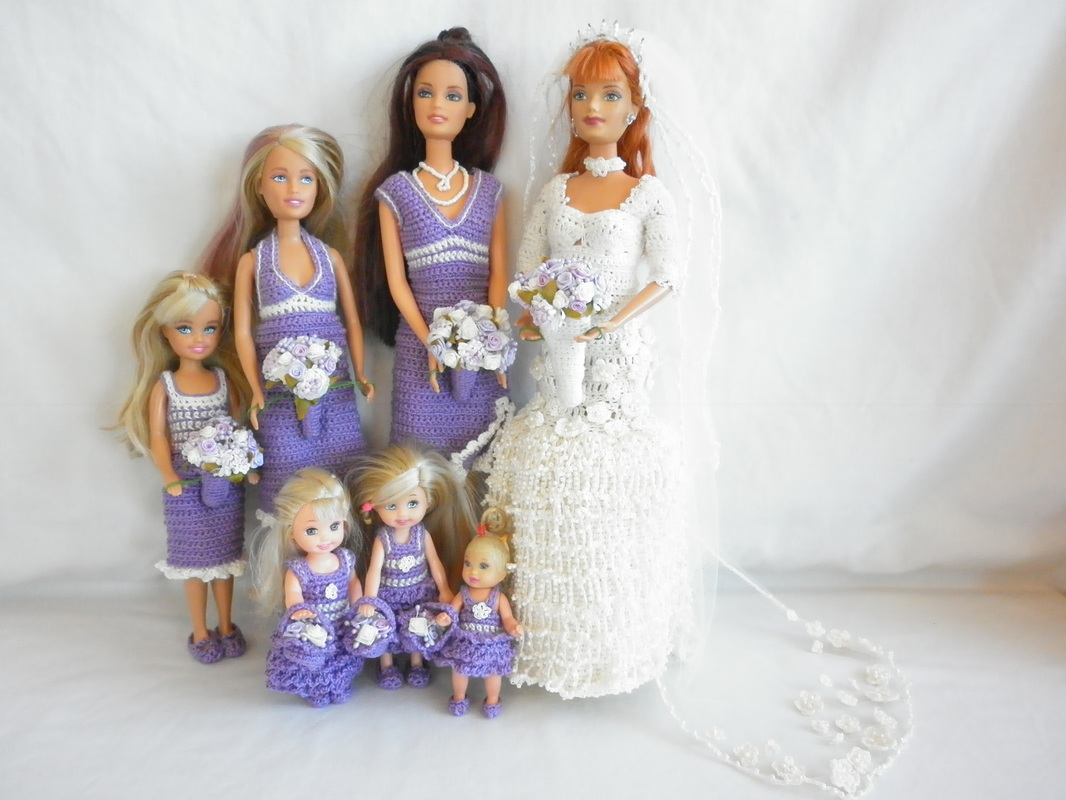 Crochet Barbie Bride, Bridesmaids & Flower Girls