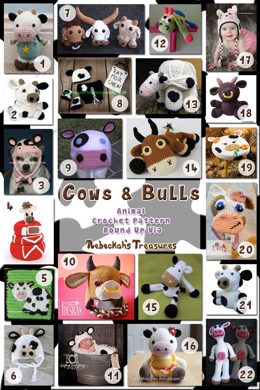 Cows & Bulls - Animal Crochet Pattern Round Up via @beckastreasures