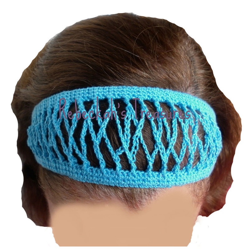 Blue Crochet Headband by Rebeckah's Treasures