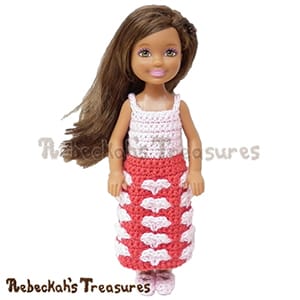 Sweetheart Kisses Girl Fashion Doll Dress | 12 BEST FREE Crochet Patterns by @beckastreasures from 2016