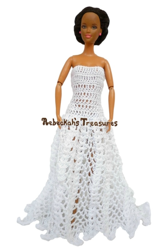 Straight-Across, Strapless A-Line Barbie Wedding Dress with a Train