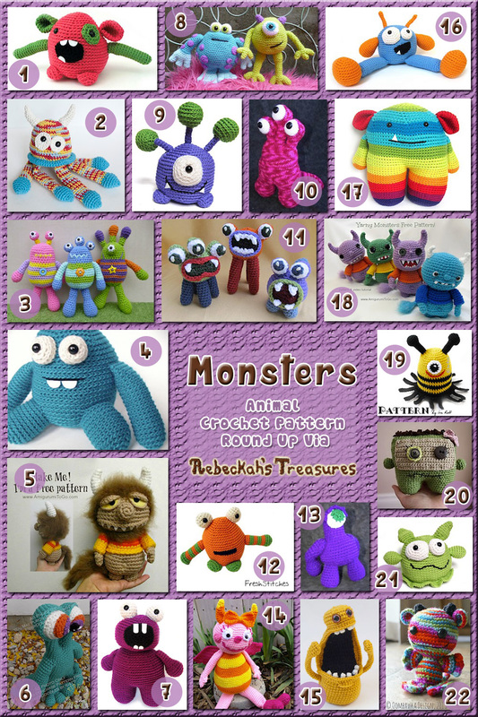 Monster Toys Part 1 - Animal Crochet Pattern Round Up via @beckastreasures