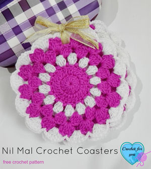 Nil Mal Crochet Coasters by Erangi of Crochet for you - Featured on @beckastreasures Saturday Link Party!