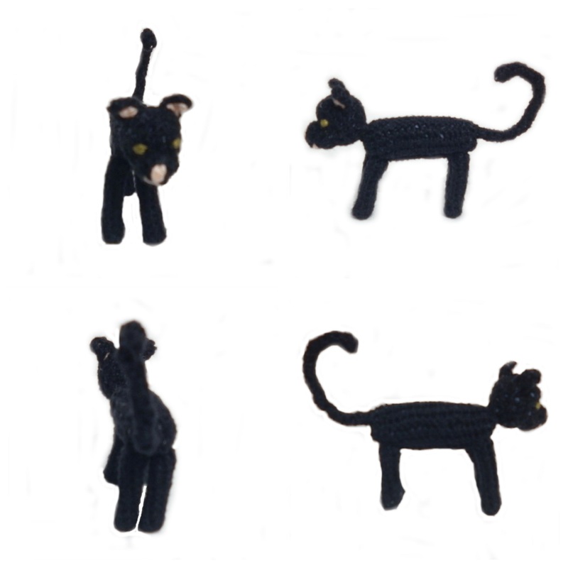 Rebeckah's Treasures: Black Crochet Barbie Kitty Standing