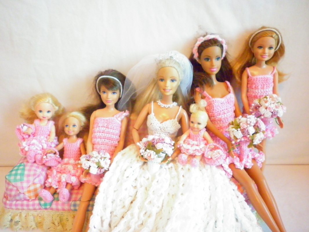Crochet Barbie Bride, Bridesmaids & Flower Girls