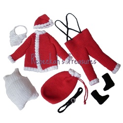 Crochet Santa Ken Claus by Rebeckah's Treasures ~ All the pieces in the set.
