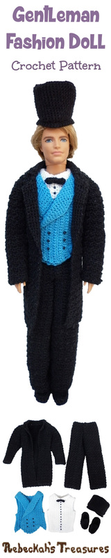 Gentleman Fashion Doll | Newsletter freebie crochet pattern via @beckastreasures | A daper, young sir to delight any little miss! #ken #barbie #crochet