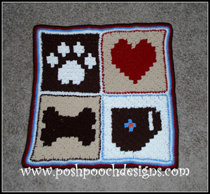 C2C Pixel Graph Dog Blanket by Sara of Posh Pooch Designs | Featured on @beckastreasures Saturday Link Party with @PoshPoochDesign!