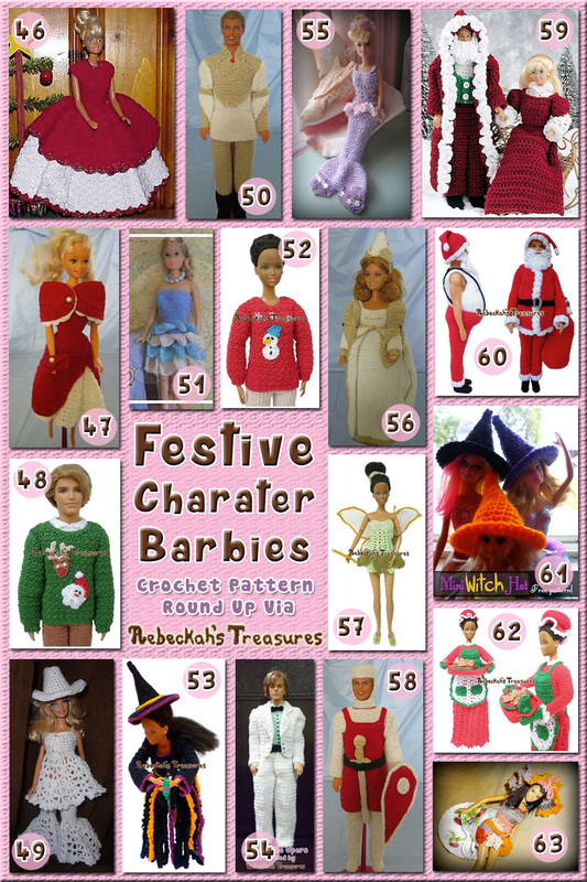 18 Festive Character Barbies | 63 Delightful Barbie Crochet Patterns via @beckastreasures