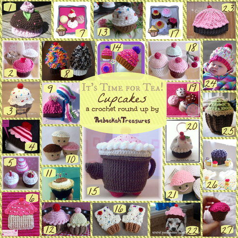 Cupcakes a Teatime Crochet Pattern Round Up by @beckastreasures