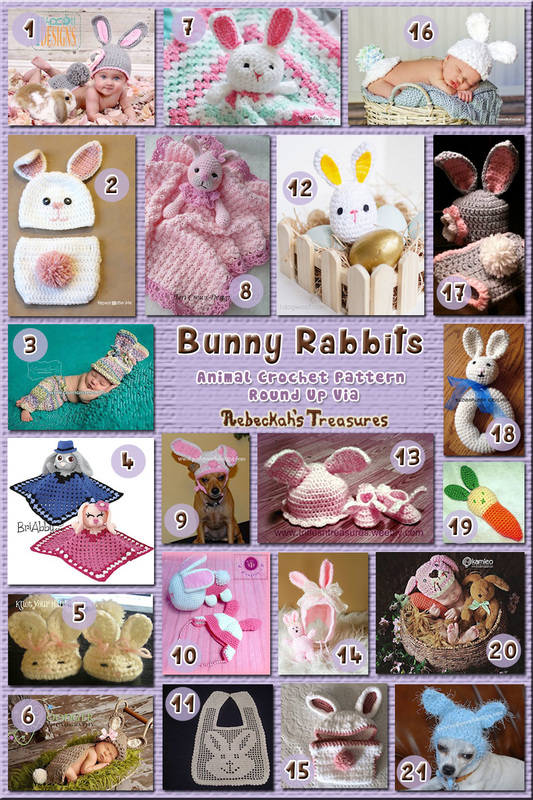Bunny Rabbits Part 5 – Babies & Pets | Animal Crochet Pattern Round Up via @beckastreasures