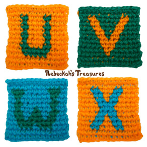 Letters U-X Tapestry Crochet Graph Patterns via @beckastreasures