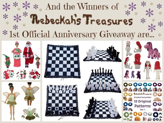 And the Winners of Rebeckah's Treasures 1st Official Anniversary Giveaway are...