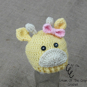 Baby Girl Giraffe Hat (Preemie/NB) - Free Crochet Pattern by @COTCCrochet | Featured at Cream of the Crop Crochet - Sponsor Spotlight Round Up via @beckastreasures | #fallintochristmas2016 #crochetcontest #spotlight #crochet #roundup