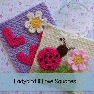 Ladybird and Love Mini Afghan Squares by Joanita of Creative Crochet Workshop | Featured on @beckastreasures Saturday Link Party with @PoshPoochDesign and @CCWJoanita!