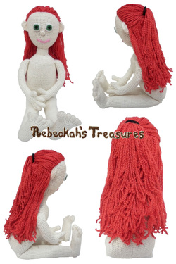 Crochet Amigurumi Dolly by Rebeckah's Treasures ~ Hair Style: Half Ponytail