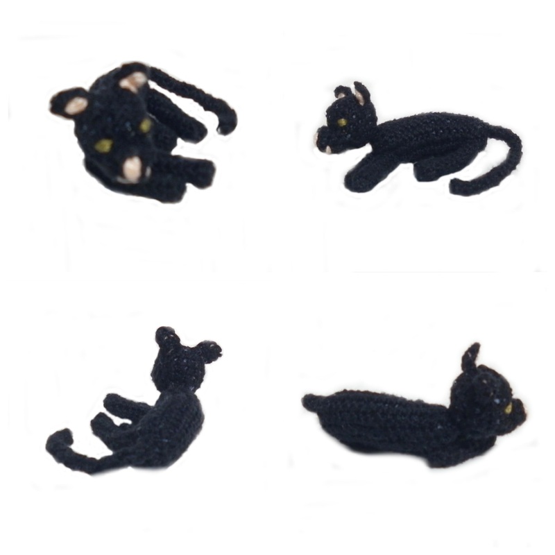 Rebeckah's Treasures: Black Crochet Barbie Kitty Curled Up