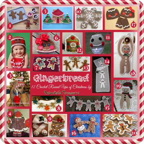 Gingerbread - 12 Crochet Round Ups of Christmas via @beckastreasures