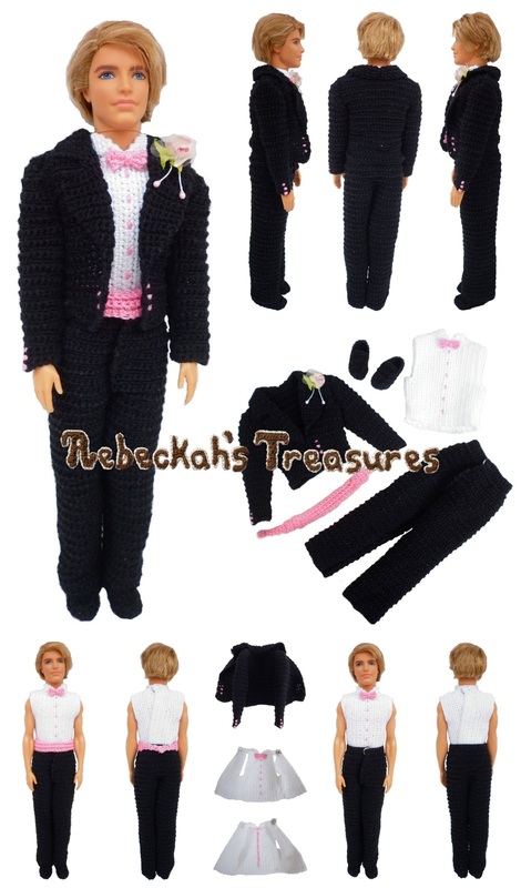 Crochet Barbie Wedding Set for Isabel by Rebeckah's Treasures ~ Ken Groom