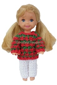 Child Fashion Doll Christmas Sweater Crochet Pattern