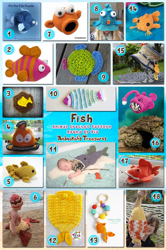 Fish | Collage 1 | Animal Crochet Pattern Round Up via @beckastreasures