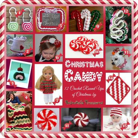 Christmas Candy - 12 Crochet Round Ups of Christmas via @beckatreasures