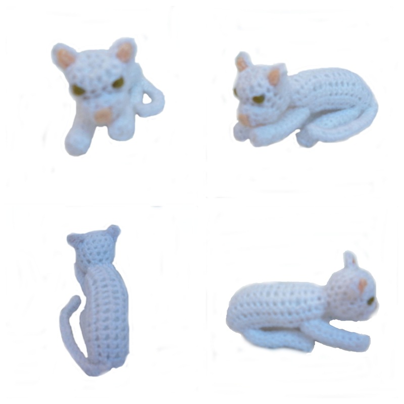 Rebeckah's Treasures: White Crochet Barbie Kitty Lying Down