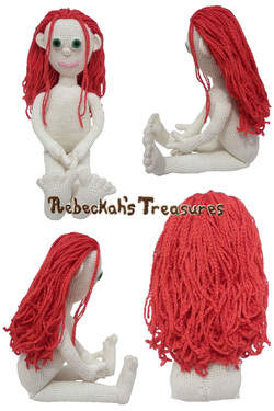 Crochet Amigurumi Dolly by Rebeckah's Treasures ~ Hair Style: Down