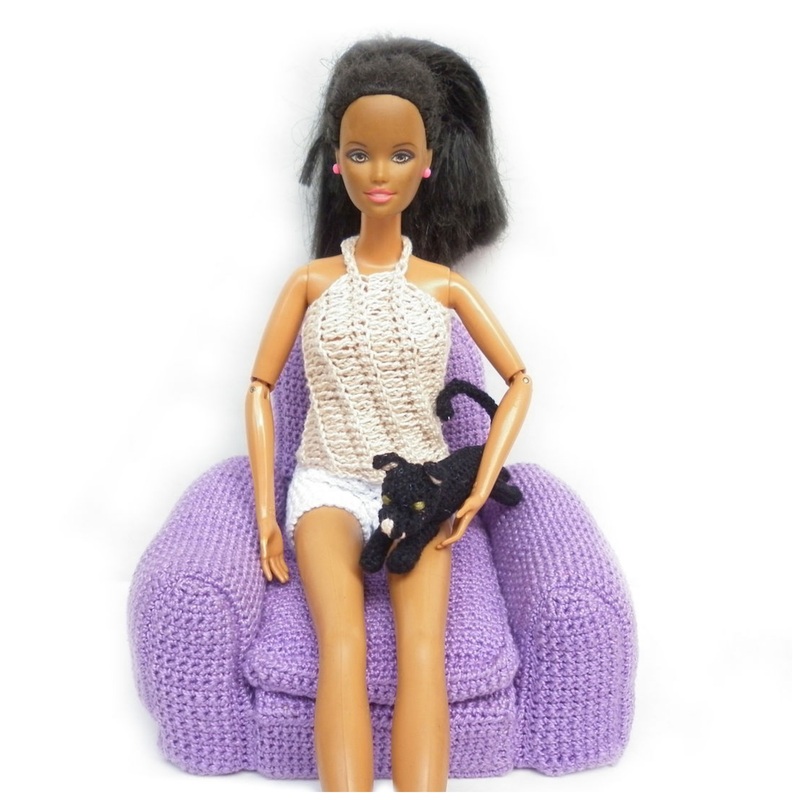 Rebeckah's Treasures': Barbie with Black Crochet Kitty
