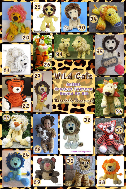 38 Amazing Wild Cat Toys & Loveys (Part B : #20-38) – via @beckastreasures with @melissaspattrns @_K4TT_ & @FreshStitches | 2 Wild Cat Animal Crochet Pattern Round Ups!