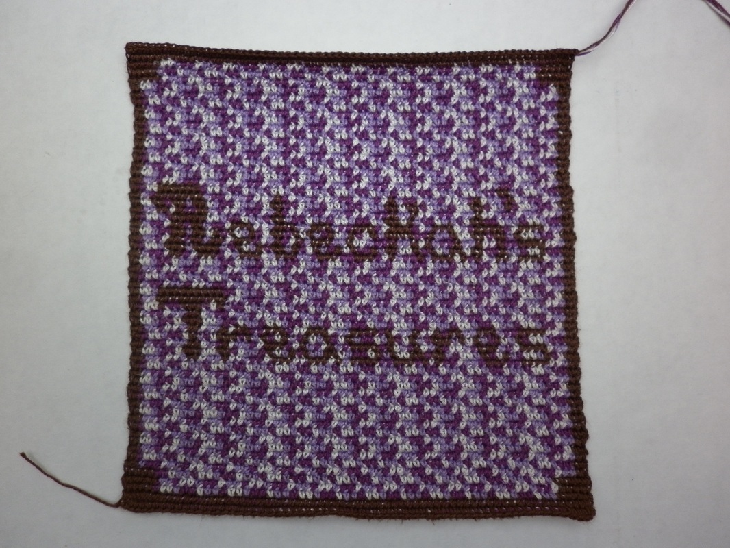 Crocheting Rebeckah's Treasures' Logo - Base finished