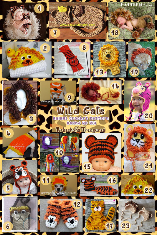 23 Wondrous Wild Cat NB Props, Appliqués, Hats & more – via @beckastreasures with @CalleighsClips @PoshPoochDesign & @SnappyTots | 2 Wild Cat Animal Crochet Pattern Round Ups!