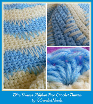 Blue Waves Afghan by Kristina & Millie of 2 Crochet Hooks - Featured on @beckastreasures Saturday Link Party!