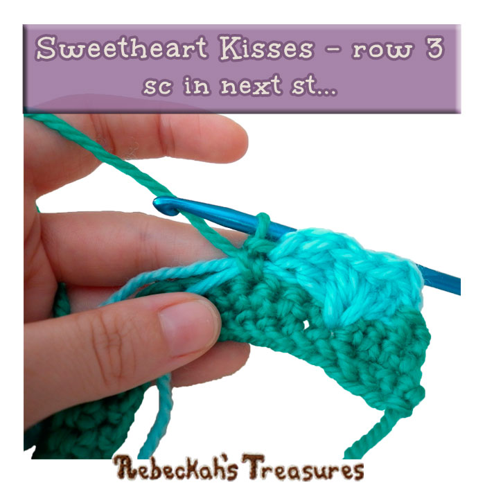 WIP Picture | Learn the Sweetheart Kisses Stitch via @beckastreasures