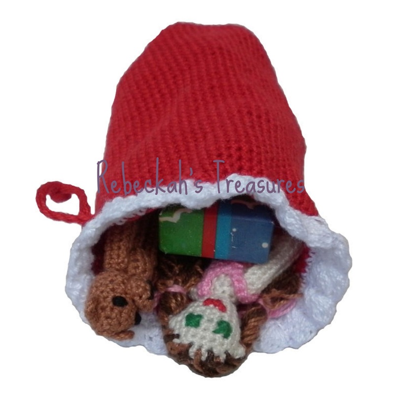 Crochet Santa Ken Claus Toy Sack by Rebeckah's Treasures