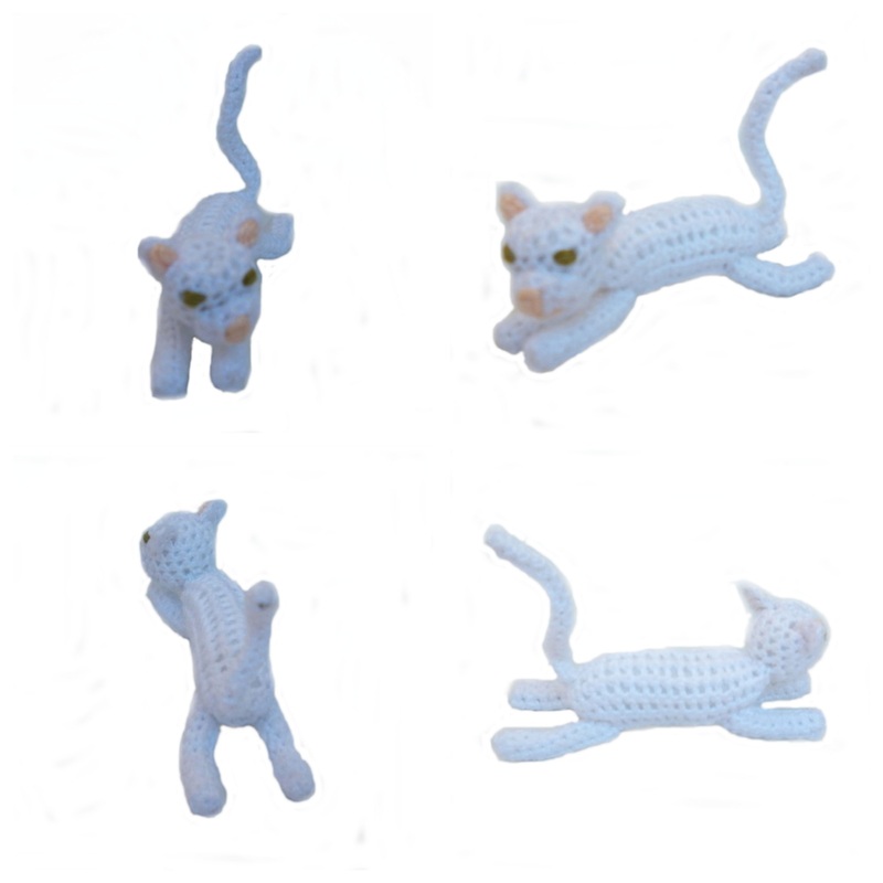 Rebeckah's Treasures: White Crochet Barbie Kitty Stretched Out