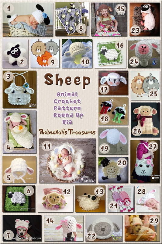 Sheep Apparel and Accessories - Animal Crochet Pattern Round Up via @beckastreasures