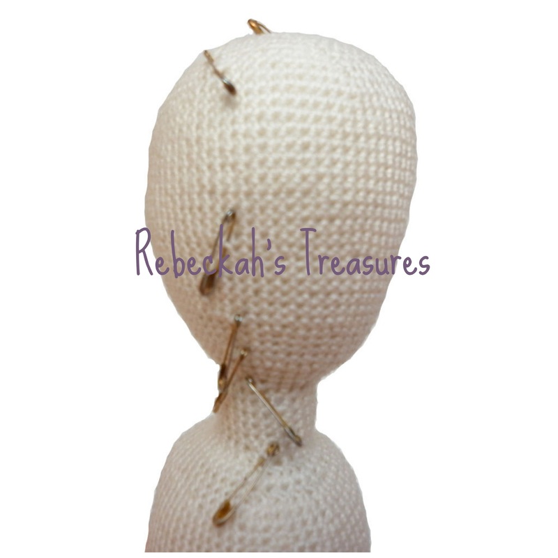 WIP Crochet Amigurumi Dolly by Rebeckah's Treasures ~ Side of Head