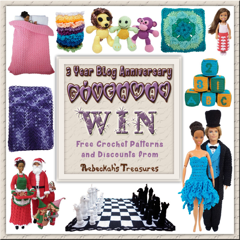 3 Blog Anniversary Giveaway with @beckastreasures | Win free crochet patterns & discounts from Rebeckah's Treasures
